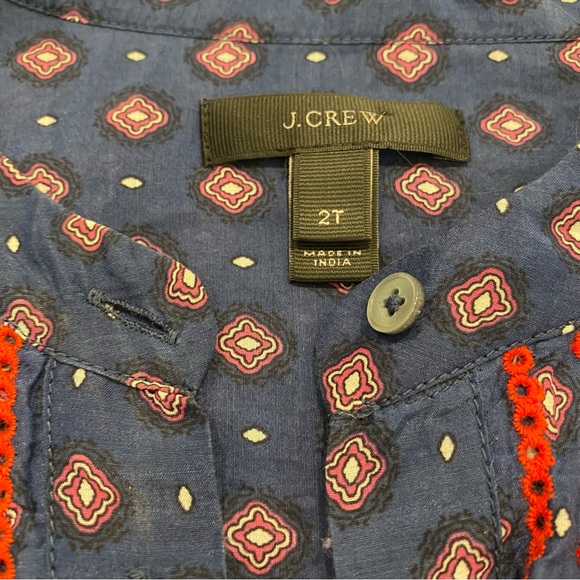 J.Crew Boho Blue  Bell Sleeve Ruffle Blouse - Picture 5 of 9